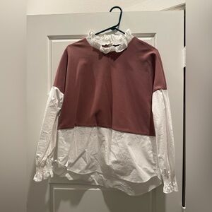Zara Pink Sweater Mix Media Top
